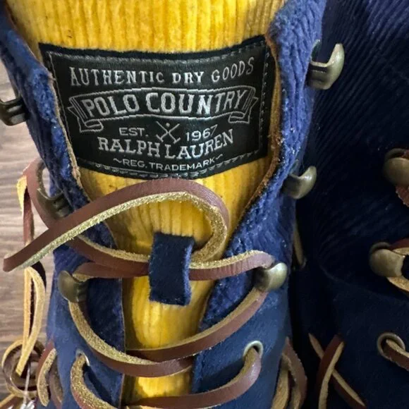 Mens 15 D Polo Country Ralph Lauren Ranger Suede Boots Colorblock Green Blue - Picture 5 of 9